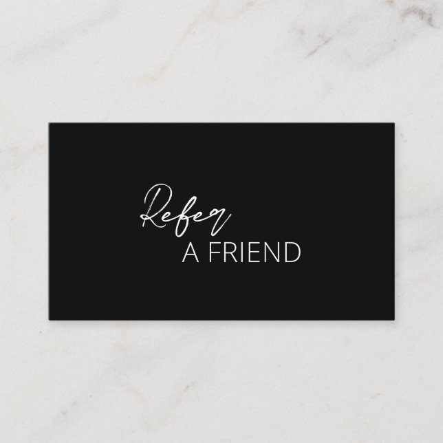 Minimal Black Modern Referral Card (Front)