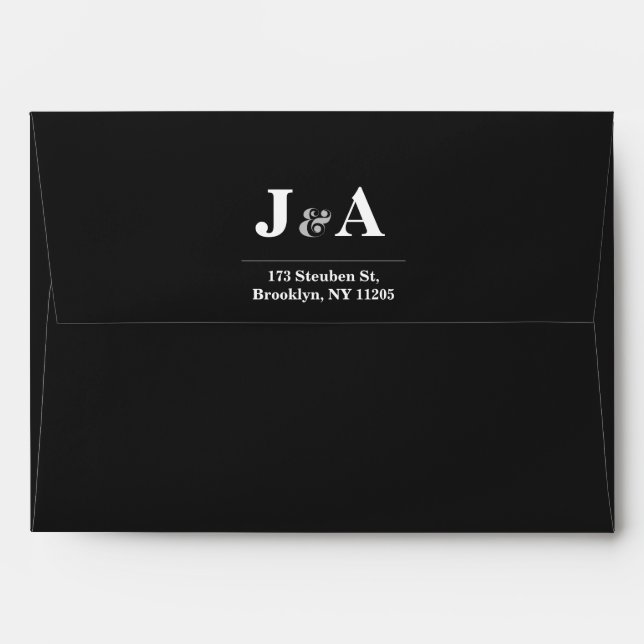 Minimal Black  Modern Wedding Envelope (Back (Top Flap))
