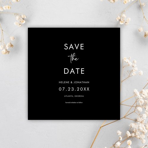 Minimal Black Modern Wedding Save The Date