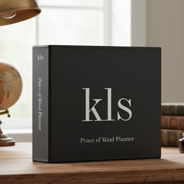 Minimal Black Monogram End of Life Planner 3 Ring Binder (Creator Uploaded)