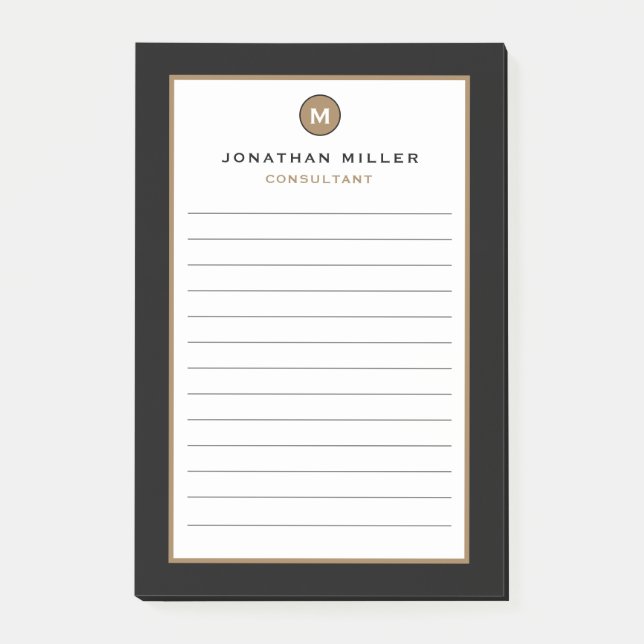 Minimal Black Monogram Lined Notes (Front)