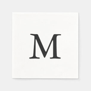Minimal Black Monogram Wedding Napkins