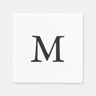 Minimal Black Monogram Wedding Napkins
