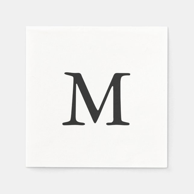 Minimal Black Monogram Wedding Napkins (Front)
