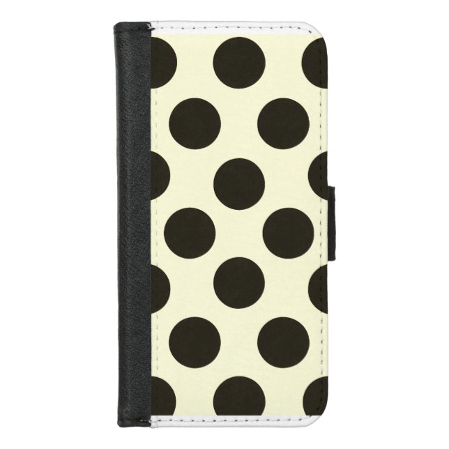 Minimal Black Polka Dot Pattern iPhone Wallet Case (Front)