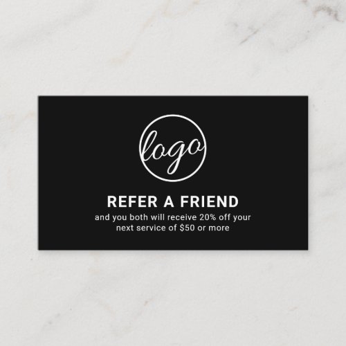 Minimal Black Professional Logo Modern Simple Referral Card