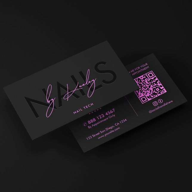 Minimal Black Purple Nail Tech Nails Studio  Business Card (Minimal Black Purple Nail Tech Nails Studio Business Card
)