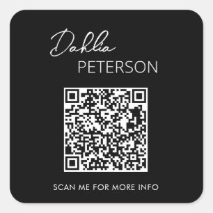 Minimal Black QR Code Modern Business Square Sticker