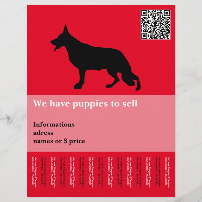 Minimal black red Shepherd Dog personalized Flyer (Front)