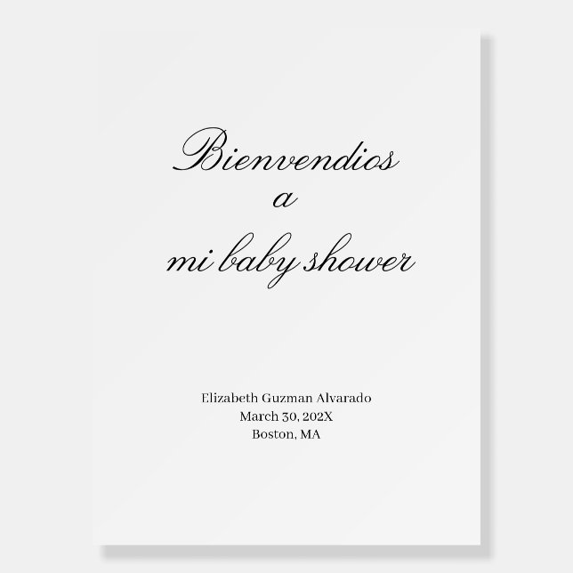 Minimal black script baby shower - spanish foam board (Front)