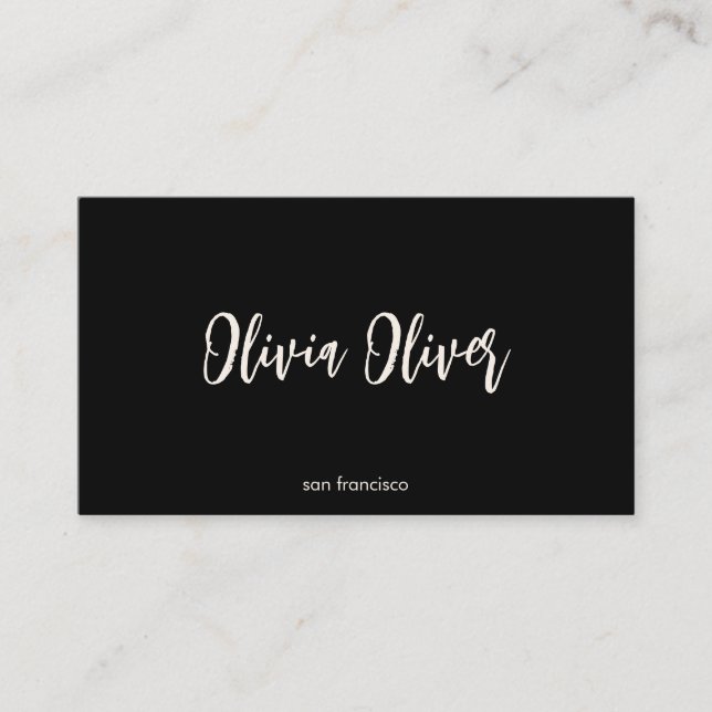 Minimal Black Script Calligraphy Elegant Modern Business Card (Front)
