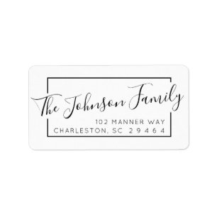 Minimal Black Script Family Return Address Label