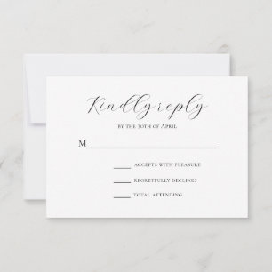 Minimal Black Script Modern Muslim Wedding RSVP Card