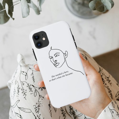 Minimal Black She Became A Hero Inspiration Girl  iPhone 11 Case