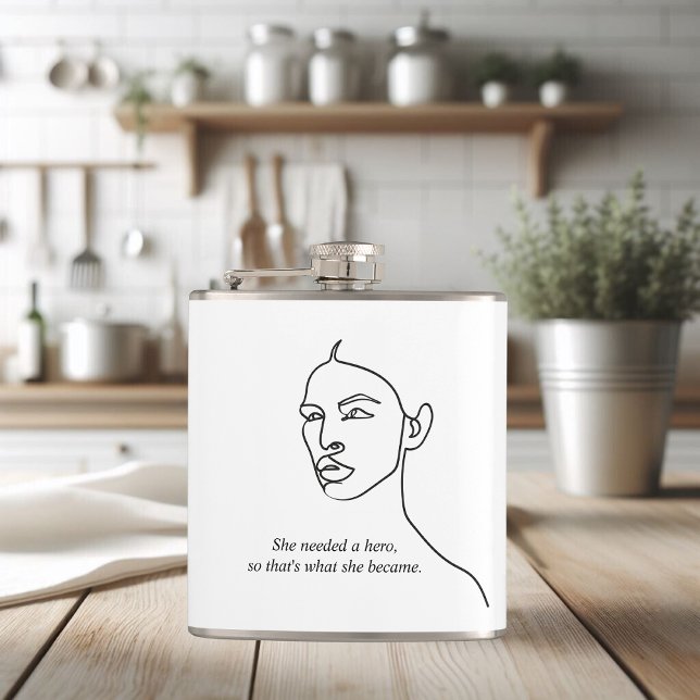 Minimal Black She Became A Hero Inspiration Girl  Flask (Creator Uploaded)