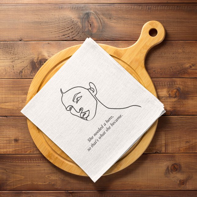 Minimal Black She Became A Hero Inspiration Girl  Kitchen Towel (Creator Uploaded)