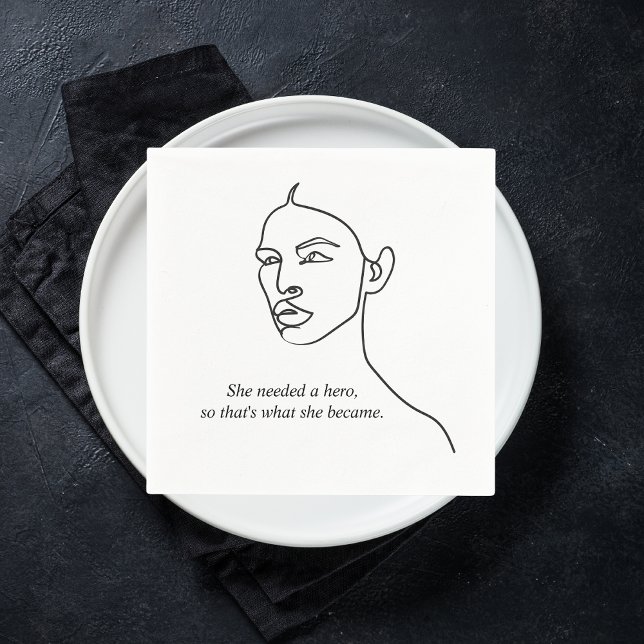 Minimal Black She Became A Hero Inspiration Girl  Napkins (Creator Uploaded)