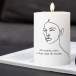 Minimal Black She Became A Hero Inspiration Girl  Pillar Candle<br><div class="desc">Minimal Black She Became A Hero Inspiration Girl</div>