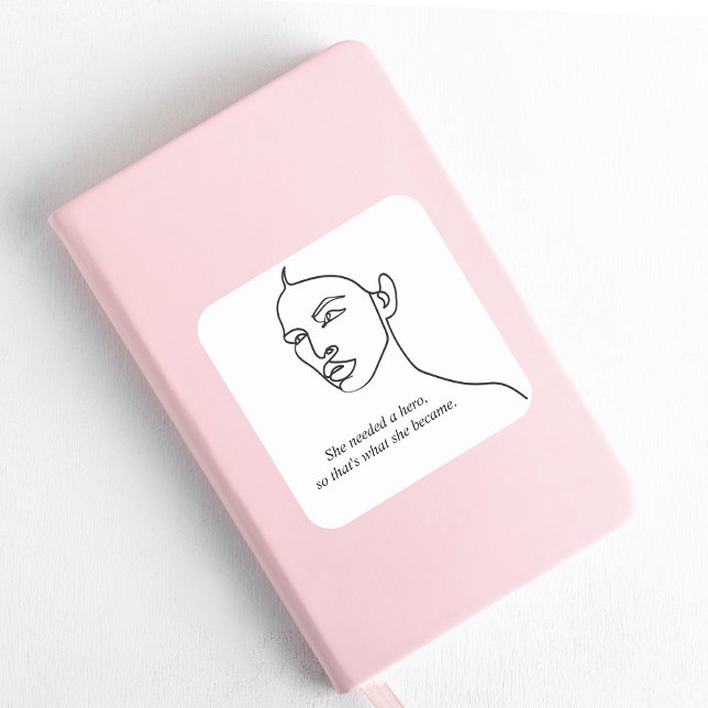 Minimal Black She Became A Hero Inspiration Girl  Square Sticker (Creator Uploaded)