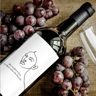 Minimal Black She Became A Hero Inspiration Girl  Wine Label