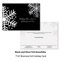 Minimal Black Silver Winter Snowflake Business