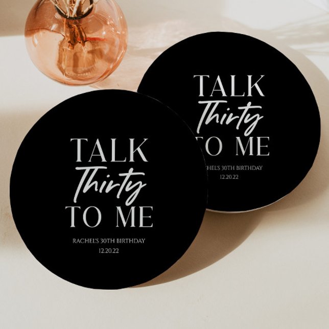 Minimal Black Talk Thirty To Me 30th Birthday  Paper Plates (Creator Uploaded)