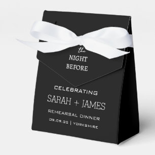 Minimal Black The Night Before Rehearsal Dinner Favor Boxes