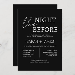 Minimal Black the Night Before Rehearsal Dinner Invitation