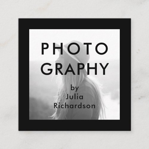 Minimal Black  Two Photos for Photographers Square Business Card