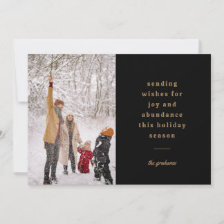 Minimal Black Typographic Sending Wishes Holiday Card