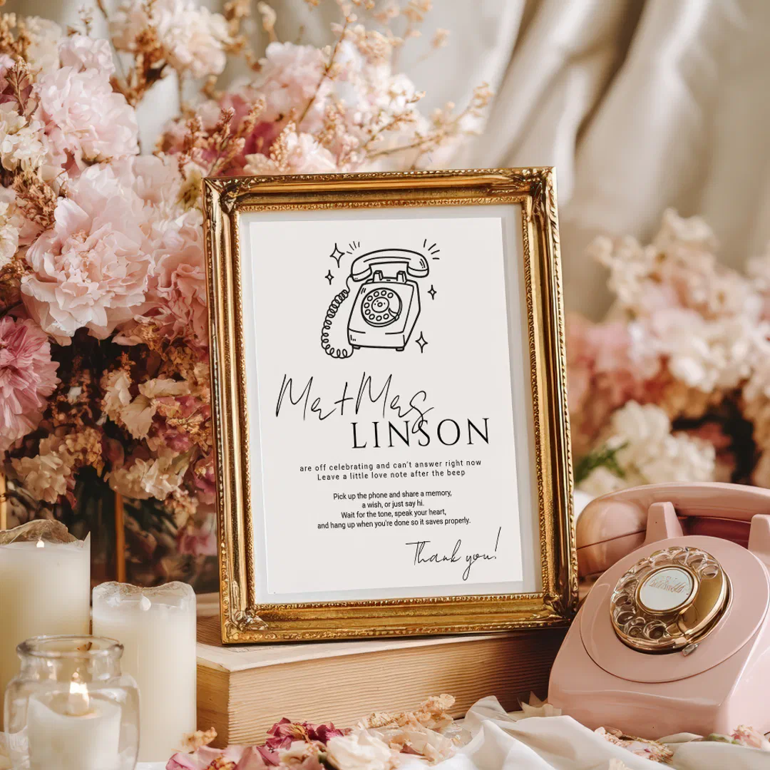 Minimal Black Voicemail Audio Guestbook Wedding
