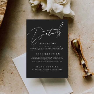 Minimal Black Wedding Details Enclosure Card