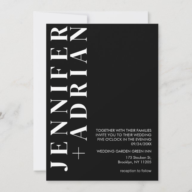 Minimal Black wedding invitation card  (Back)