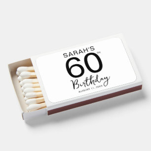 Minimal Black White 60th Birthday Party Matchboxes
