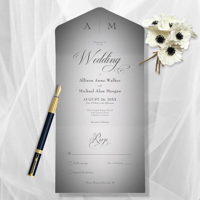 Minimal Black & White Blur Modern No Dinner All In One Invitation (Creator Uploaded)