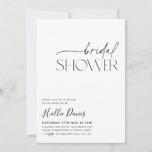 Minimal Black White Bridal Shower Invitation