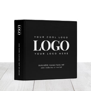 Minimal Black & White Business Company Custom Logo 3 Ring Binder