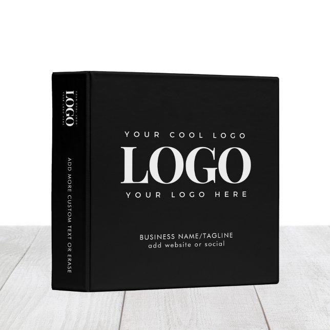 Minimal Black & White Business Company Custom Logo 3 Ring Binder (Creator Uploaded)