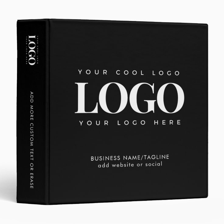 Minimal Black & White Business Company Custom Logo 3 Ring Binder Zazzle