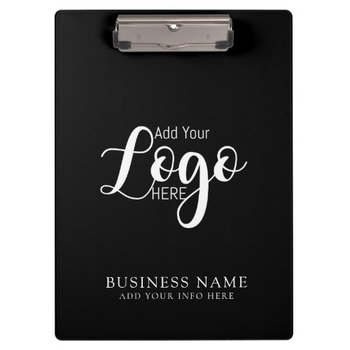 Minimal Black  White Business Company Custom Logo Clipboard