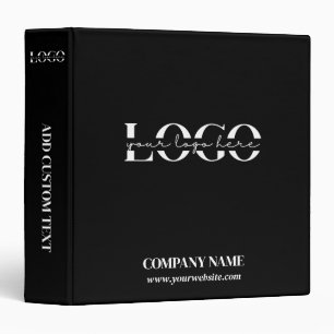 Minimal Black & White Business Logo Company Name 3 Ring Binder