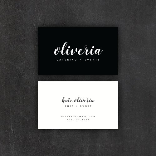 Minimal Black  White Calligraphy  Business Cards