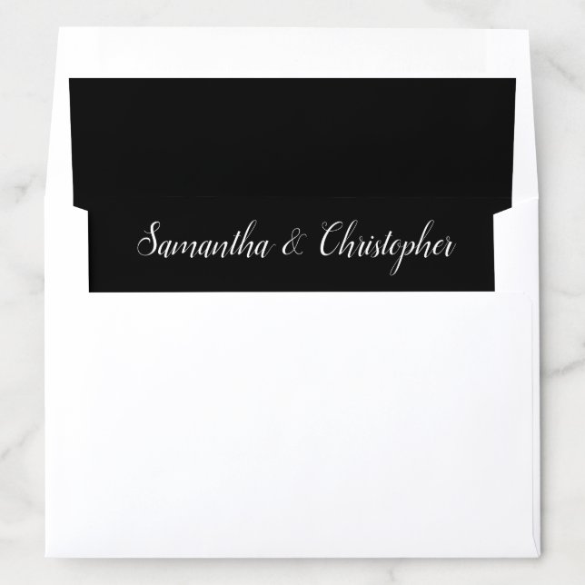 Minimal Black & White Calligraphy Names Wedding Envelope Liner (In Envelope)