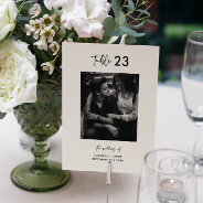 Minimal Black White Calligraphy Script Photo Table Number at Zazzle