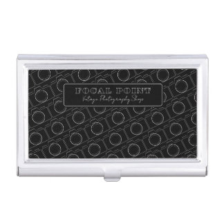 Minimal Black & White Camera Pattern Photography Business Card Case