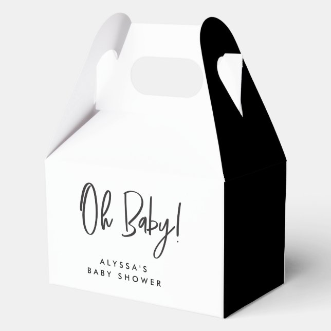 Minimal Black white CHIC Baby shower Thank you Favor Boxes (Back)