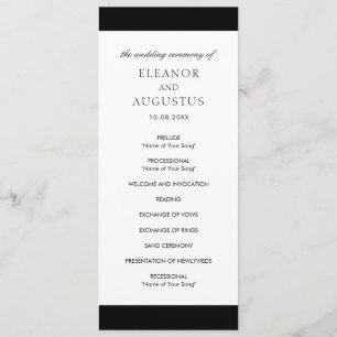 Minimal Black White Classic Elegant Modern Wedding Program
