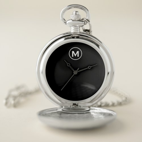 Minimal Black White Classic Monogram Pocket Watch