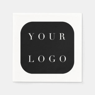 Minimal Black White Company Brand Logo Napkins