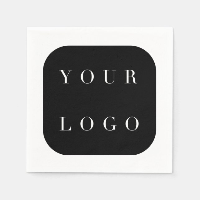 Minimal Black White Company Brand Logo Napkins (Front)